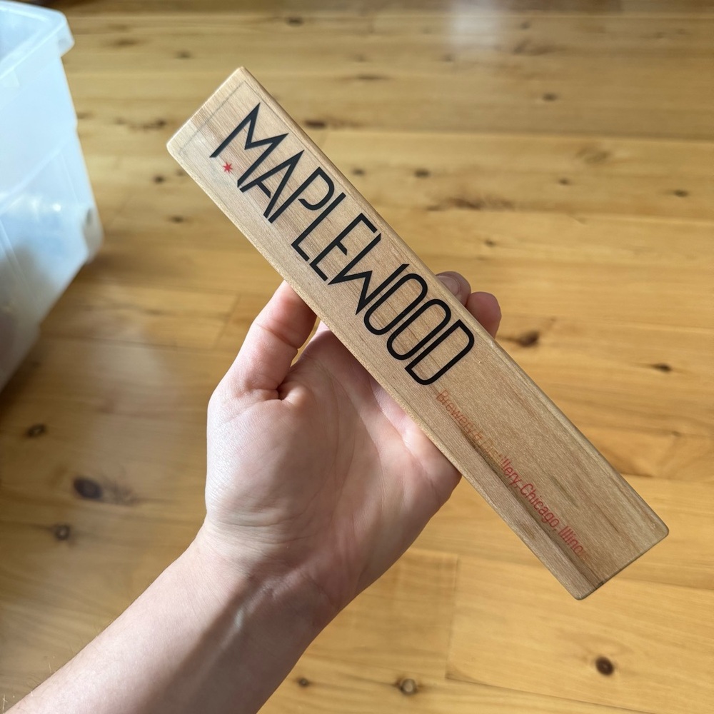 Maplewood Brewery & Distillery 3-Sided Tap Handle 9" Wood Chicago, Illinois